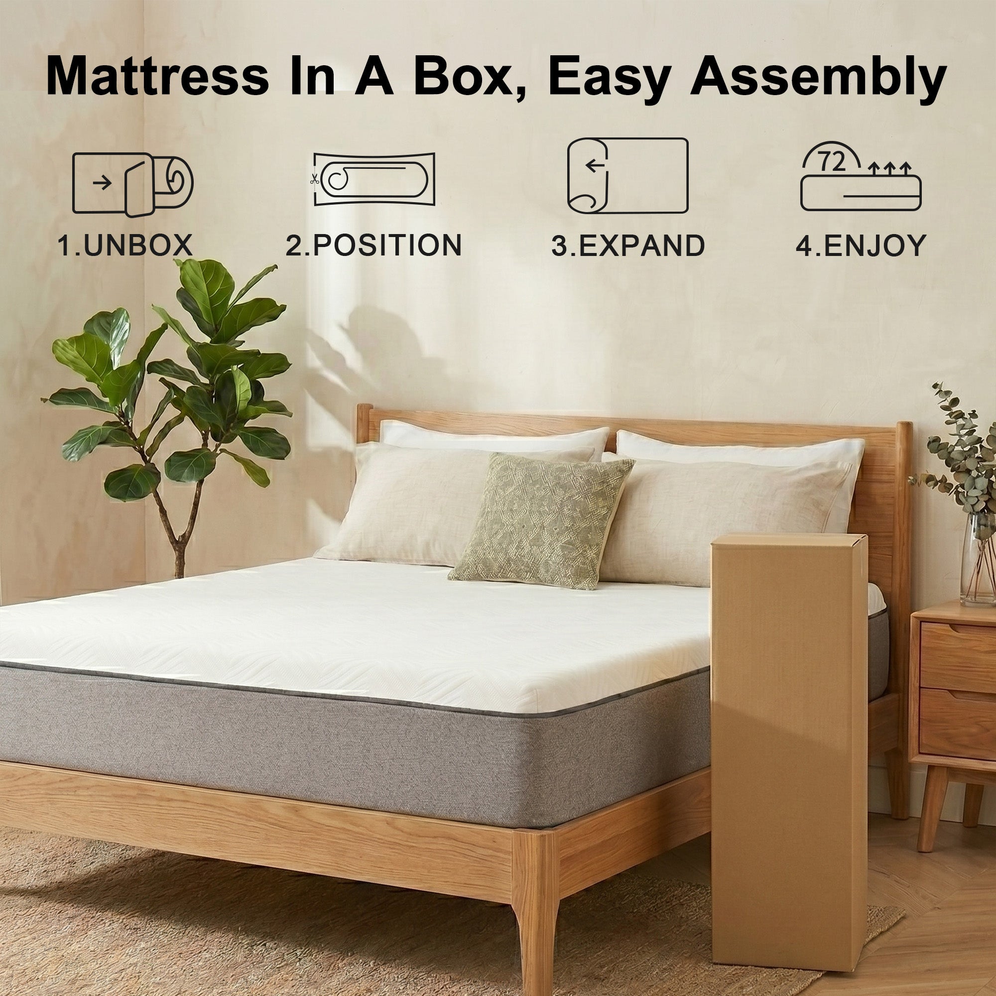 Full Mattress, 8 Inch Full Size Memory Foam Bed Mattress in a Box with Washable Removable Cover, Soft and Comfortable, Pressure Relief, Medium Firm